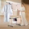 image:imageVEVOR Clothes Drying Rack 4Tier Foldable Laundry Dryer Rack Metal Drying Racks with 24 Drying Rods FreeStanding and Portable Hanger with 4 Castors and Two Side Wings for Outdoor amp Indoor Use4 Tier  495D x 25W x 675H