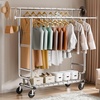 image:imageVEVOR Clothes Rack Rolling Clothing Garment Rack Extendable Carbon Steel Clothing Racks with Wheels for Bedroom Laundry Living Room2Rod 215D x 754W x 735H