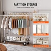 image:imageVEVOR Clothes Rack Rolling Clothing Garment Rack Extendable Carbon Steel Clothing Racks with Wheels for Bedroom Laundry Living Room2Rod 215D x 754W x 735H