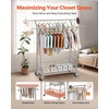 image:imageVEVOR Clothes Rack Rolling Clothing Garment Rack Extendable Carbon Steel Clothing Racks with Wheels for Bedroom Laundry Living RoomModern