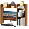 image:imageVEVOR Desktop Bookshelf Storage Organizer with 5 Shelves for Computer Desk Wooden Shelf Desk Hutch with AntiSlip Feet Pads Desk Top Display Rack for Office Home amp Dorm WhiteWood