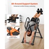 image:imageVEVOR Inversion Table 300 lbs Capacity Heavy Duty Back Inverter Stretcher Inverted Table with DualRoller Locking Decompression Tables for Shoulders Neck MultiAngle Adjustable Tether StrapBlack  Orange