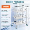 image:imageVEVOR Lab Rolling Cart 3Shelf Stainless Steel Rolling Cart Lab Serving Cart with Swivel Casters Dental Utility Cart for Clinic Lab Hospital Salon 2638x1555x3413Silver