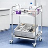 image:imageVEVOR Lab Rolling Cart 3Shelf Stainless Steel Rolling Cart Lab Serving Cart with Swivel Casters Dental Utility Cart for Clinic Lab Hospital Salon 2638x1555x3413Silver