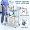 image:imageVEVOR Lab Rolling Cart 3Shelf Stainless Steel Rolling Cart Lab Serving Cart with Swivel Casters Dental Utility Cart for Clinic Lab Hospital Salon 2638x1555x3413Silver