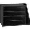 image:imageVEVOR Literature Organizer 4 Compartments Office Mailbox with Detachable Shelves Wooden Mailbox Sorter with Side Vertical Storage Countertop Office Home Organizer for File Document Paper BrownBlack