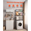 image:imageVEVOR Over The Washer and Dryer Storage Shelf 4 Tier Laundry Room Drying Rack with Hanger Rod and Hooks Adjustable Over Washer and Dryer Shelves Laundry Room Shelf Storage Space Saver BlackBlack