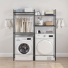 image:imageVEVOR Over The Washer and Dryer Storage Shelf 4 Tier Laundry Room Drying Rack with Hanger Rod and Hooks Adjustable Over Washer and Dryer Shelves Laundry Room Shelf Storage Space Saver BlackBlack