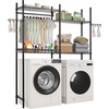 image:imageVEVOR Over The Washer and Dryer Storage Shelf 4 Tier Laundry Room Drying Rack with Hanger Rod and Hooks Adjustable Over Washer and Dryer Shelves Laundry Room Shelf Storage Space Saver BlackBlack