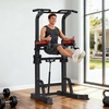 image:imageVEVOR Pull Up Bar 330 LBS Power Tower Dip Station Workout Dip Station with HShaped Stable Base amp Assistance Platform Adjustable 9 Level Height Pullup Stand for Back 3Level Adjustable Elbow Pads
