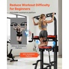 image:imageVEVOR Pull Up Bar 330 LBS Power Tower Dip Station Workout Dip Station with HShaped Stable Base amp Assistance Platform Adjustable 9 Level Height Pullup Stand for Back 3Level Adjustable Elbow Pads