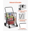 image:imageVEVOR Shopping Cart Folding Grocery Utility Cart with Dual Baskets Waterproof Liner amp Wheels 100 LBS Large Load Capacity Heavy Duty Laundry Basket for Laundry Shopping Camping Grocery LuggageLarge