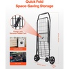 image:imageVEVOR Shopping Cart Folding Grocery Utility Cart with Dual Baskets Waterproof Liner amp Wheels 100 LBS Large Load Capacity Heavy Duty Laundry Basket for Laundry Shopping Camping Grocery LuggageSmall