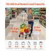 image:imageVEVOR Shopping Cart Folding Grocery Utility Cart with Dual Baskets Waterproof Liner amp Wheels 100 LBS Large Load Capacity Heavy Duty Laundry Basket for Laundry Shopping Camping Grocery LuggageLarge