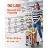 image:imageVEVOR Shopping Cart Folding Grocery Utility Cart with Dual Baskets Waterproof Liner amp Wheels 100 LBS Large Load Capacity Heavy Duty Laundry Basket for Laundry Shopping Camping Grocery LuggageSmall