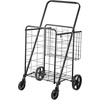 image:imageVEVOR Shopping Cart Folding Grocery Utility Cart with Dual Baskets Waterproof Liner amp Wheels 100 LBS Large Load Capacity Heavy Duty Laundry Basket for Laundry Shopping Camping Grocery LuggageLarge