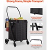 image:imageVEVOR Shopping Cart Folding Grocery Utility Cart with Dual Baskets Waterproof Liner amp Wheels 100 LBS Large Load Capacity Heavy Duty Laundry Basket for Laundry Shopping Camping Grocery LuggageMedium