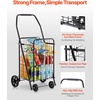 image:imageVEVOR Shopping Cart Folding Grocery Utility Cart with Dual Baskets Waterproof Liner amp Wheels 100 LBS Large Load Capacity Heavy Duty Laundry Basket for Laundry Shopping Camping Grocery LuggageSmall