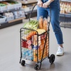 image:imageVEVOR Shopping Cart Folding Grocery Utility Cart with Dual Baskets Waterproof Liner amp Wheels 100 LBS Large Load Capacity Heavy Duty Laundry Basket for Laundry Shopping Camping Grocery LuggageSmall