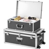 image:imageVEVOR Storage Trunk Set of 2 Wooden Suitcase Storage Boxes with Padlocks Large Trunk Includes Casters amp 3 Metal Handles Decorative Store Chest with Lids for Travel Apartment Dorm PinkGray
