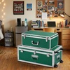 image:imageVEVOR Storage Trunk Set of 2 Wooden Suitcase Storage Boxes with Padlocks Large Trunk Includes Casters amp 3 Metal Handles Decorative Store Chest with Lids for Travel Apartment Dorm PinkGreen