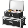 image:imageVEVOR Storage Trunk Set of 2 Wooden Suitcase Storage Boxes with Padlocks Large Trunk Includes Casters amp 3 Metal Handles Decorative Store Chest with Lids for Travel Apartment Dorm PinkBlack