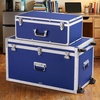 image:imageVEVOR Storage Trunk Set of 2 Wooden Suitcase Storage Boxes with Padlocks Large Trunk Includes Casters amp 3 Metal Handles Decorative Store Chest with Lids for Travel Apartment Dorm PinkBlue