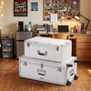 image:imageVEVOR Storage Trunk Set of 2 Wooden Suitcase Storage Boxes with Padlocks Large Trunk Includes Casters amp 3 Metal Handles Decorative Store Chest with Lids for Travel Apartment Dorm PinkWhite
