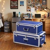 image:imageVEVOR Storage Trunk Set of 2 Wooden Suitcase Storage Boxes with Padlocks Large Trunk Includes Casters amp 3 Metal Handles Decorative Store Chest with Lids for Travel Apartment Dorm PinkBlue