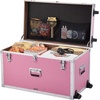 image:imageVEVOR Storage Trunk Set of 2 Wooden Suitcase Storage Boxes with Padlocks Large Trunk Includes Casters amp 3 Metal Handles Decorative Store Chest with Lids for Travel Apartment Dorm PinkPink