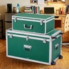 image:imageVEVOR Storage Trunk Set of 2 Wooden Suitcase Storage Boxes with Padlocks Large Trunk Includes Casters amp 3 Metal Handles Decorative Store Chest with Lids for Travel Apartment Dorm PinkGreen