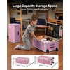 image:imageVEVOR Storage Trunk Set of 2 Wooden Suitcase Storage Boxes with Padlocks Large Trunk Includes Casters amp 3 Metal Handles Decorative Store Chest with Lids for Travel Apartment Dorm PinkPink