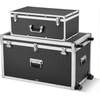 image:imageVEVOR Storage Trunk Set of 2 Wooden Suitcase Storage Boxes with Padlocks Large Trunk Includes Casters amp 3 Metal Handles Decorative Store Chest with Lids for Travel Apartment Dorm PinkBlack