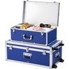 image:imageVEVOR Storage Trunk Set of 2 Wooden Suitcase Storage Boxes with Padlocks Large Trunk Includes Casters amp 3 Metal Handles Decorative Store Chest with Lids for Travel Apartment Dorm PinkBlue