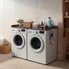image:imageVEVOR Washer Dryer Countertop with 3 Splicing Panels 54 x 27 Wooden Washer and Dryer Countertop with 2 Hooks WaterResistant Laundry Topper for Laundry Room Organization and Storage GrayBrown