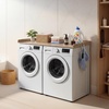 image:imageVEVOR Washer Dryer Countertop with 3 Splicing Panels 54 x 27 Wooden Washer and Dryer Countertop with 2 Hooks WaterResistant Laundry Topper for Laundry Room Organization and Storage GrayOak