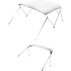 image:imageVEVOR 3 Bow Boat Bimini Tops 600D Polyester Canopy with Aluminum Alloy Frame Waterproof amp Sun Shade Boat Awning Canopy with Storage Bag 2 Support Poles 4 Straps 6Lx6772Wx46H Pacific BlueLight Grey