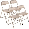 image:imageVEVOR 4 Pack Folding Chairs Foldable Plastic Chair with Reinforced Metal Frame Heavy Duty Portable Party Chairs Stackable Indoor Outdoor Seat wNonSlip Feet for Event Dining Patio 350lbs CapacityKhaki Leather