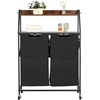 image:imageVEVOR 4 Tiers Laundry Sorter Tall Laundry Hamper with Shelves and Hooks 2 Section Freestanding Basket Organizer Storage with 600D Oxford Cloth Bags and Ladder Shelves for Dirty Clothes Bathroom2 Tiers