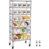 image:imageVEVOR 5Tier Rolling Bin Storage Rack 12 Organizer Bins Bin Rack Storage Steel Wire Shelving System with Wheels Mobile Tool Organizer for Garage Warehouse Office Restaurant Classroom Kitchen7Tier 24 Bins