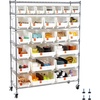 image:imageVEVOR 5Tier Rolling Bin Storage Rack 12 Organizer Bins Bin Rack Storage Steel Wire Shelving System with Wheels Mobile Tool Organizer for Garage Warehouse Office Restaurant Classroom Kitchen7Tier 26 Bins