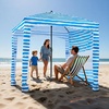 image:imageVEVOR Beach Cabana 6 x 6 ft Beach Canopy with Side Wall UPF 50 Protection Easy Setup Cabana Tent with Sand Pockets Large Portable Shade Sun Shelter Outdoor Umbrella for Whole Family amp FriendsLight Blue Stripes