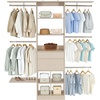 image:imageVEVOR Closet System with 3 Drawers Adjustable Height Wooden Closet Organizers Modern Walkin Wardrobe Organization with 3 Retractable Clothes Hanger Rods Freestanding Garment Rack Storage WhiteOak