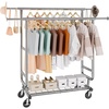 image:imageVEVOR Clothes Rack Rolling Clothing Garment Rack Extendable Carbon Steel Clothing Racks with Wheels for Bedroom Laundry Living Room2Rod 215D x 754W x 735H