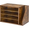 image:imageVEVOR Literature Organizer 4 Compartments Office Mailbox with Detachable Shelves Wooden Mailbox Sorter with Side Vertical Storage Countertop Office Home Organizer for File Document Paper BrownBrown