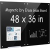 image:imageVEVOR Magnetic Glass Whiteboard Dry Erase Board 36x24 WallMounted Large White Glassboard Frameless with Marker Tray an Eraser and 2 Markers BlackBlack