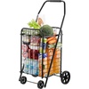image:imageVEVOR Shopping Cart Folding Grocery Utility Cart with Dual Baskets Waterproof Liner amp Wheels 100 LBS Large Load Capacity Heavy Duty Laundry Basket for Laundry Shopping Camping Grocery LuggageSmall