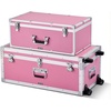 image:imageVEVOR Storage Trunk Set of 2 Wooden Suitcase Storage Boxes with Padlocks Large Trunk Includes Casters amp 3 Metal Handles Decorative Store Chest with Lids for Travel Apartment Dorm PinkPink