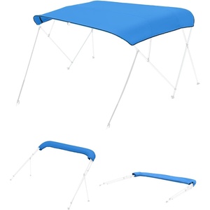 image:imageVEVOR 3 Bow Boat Bimini Tops 600D Polyester Canopy with Aluminum Alloy Frame Waterproof amp Sun Shade Boat Awning Canopy with Storage Bag 2 Support Poles 4 Straps 6Lx6772Wx46H Pacific BluePacific Bluetop cover replace