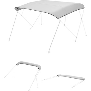 image:imageVEVOR 3 Bow Boat Bimini Tops 600D Polyester Canopy with Aluminum Alloy Frame Waterproof amp Sun Shade Boat Awning Canopy with Storage Bag 2 Support Poles 4 Straps 6Lx6772Wx46H Pacific BlueLight Greytop cover replace